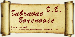 Dubravac Borenović vizit kartica